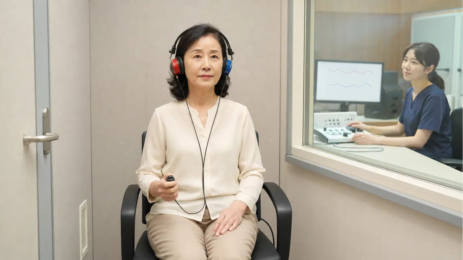 이명 치료 방향을 정하기 전에 환자가 순음청력검사를 받는 굿모닝의학칼럼 이미지