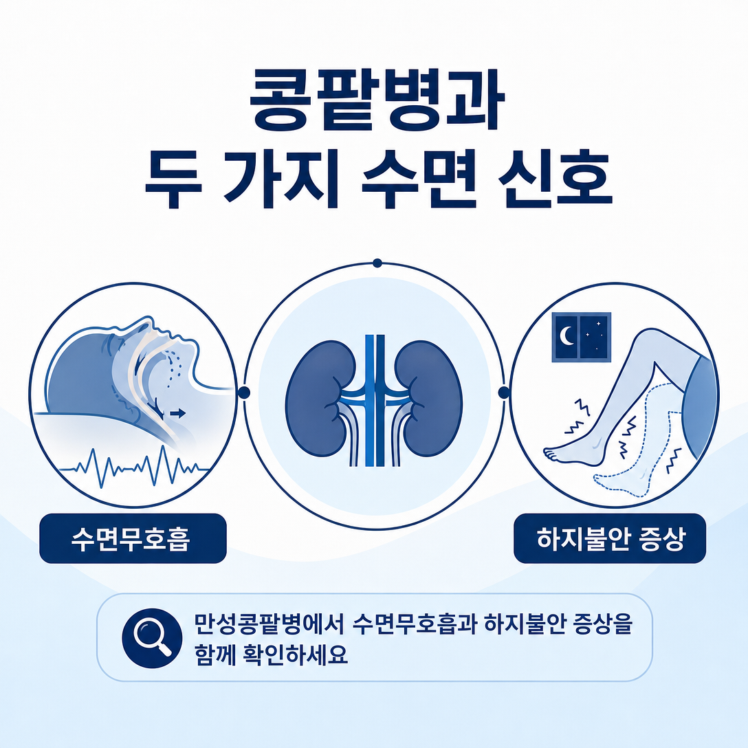 만성콩팥병에서 수면무호흡과 하지불안 증상을 함께 확인하는 이유를 나타낸 대표 이미지