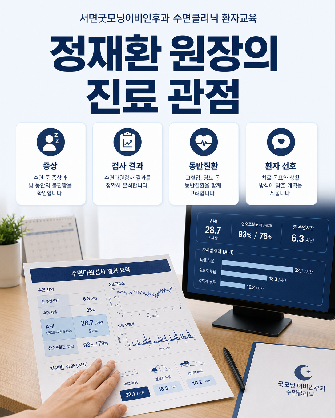 증상, 수면검사 결과, 동반질환과 환자 선호를 함께 살피는 정재환 원장의 진료 관점