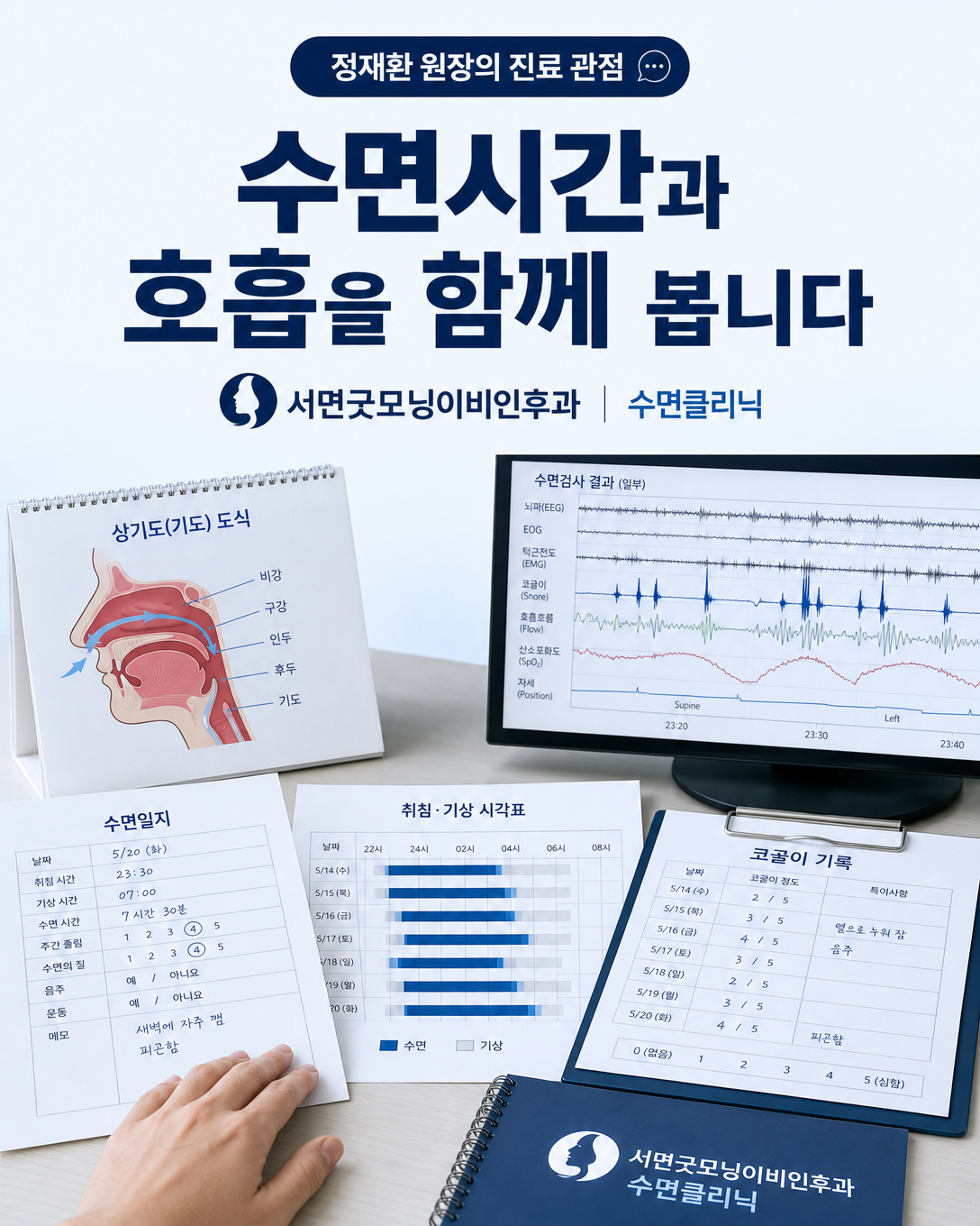 아이의 수면시간과 취침 일정, 코골이와 수면 호흡을 함께 평가하는 진료 관점 이미지