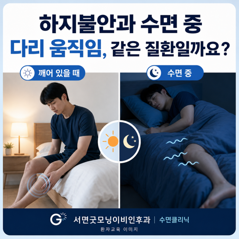 부산 수면다원검사, 주기적 사지운동과 하지불안증후군은 같은 질환인가요? | 서면굿모닝이비인후과