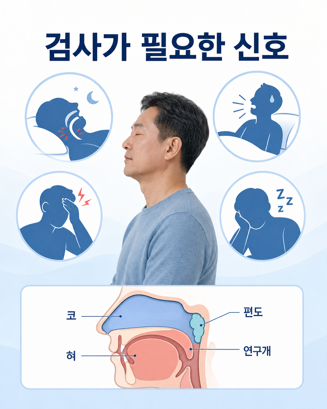 호흡정지와 낮 졸림 등 수면무호흡 평가가 필요한 신호