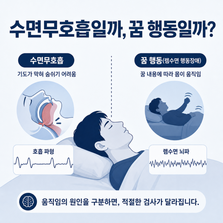 부산 수면클리닉, 수면무호흡 때문에 렘수면행동장애처럼 움직일 수 있나요? | 서면굿모닝이비인후과