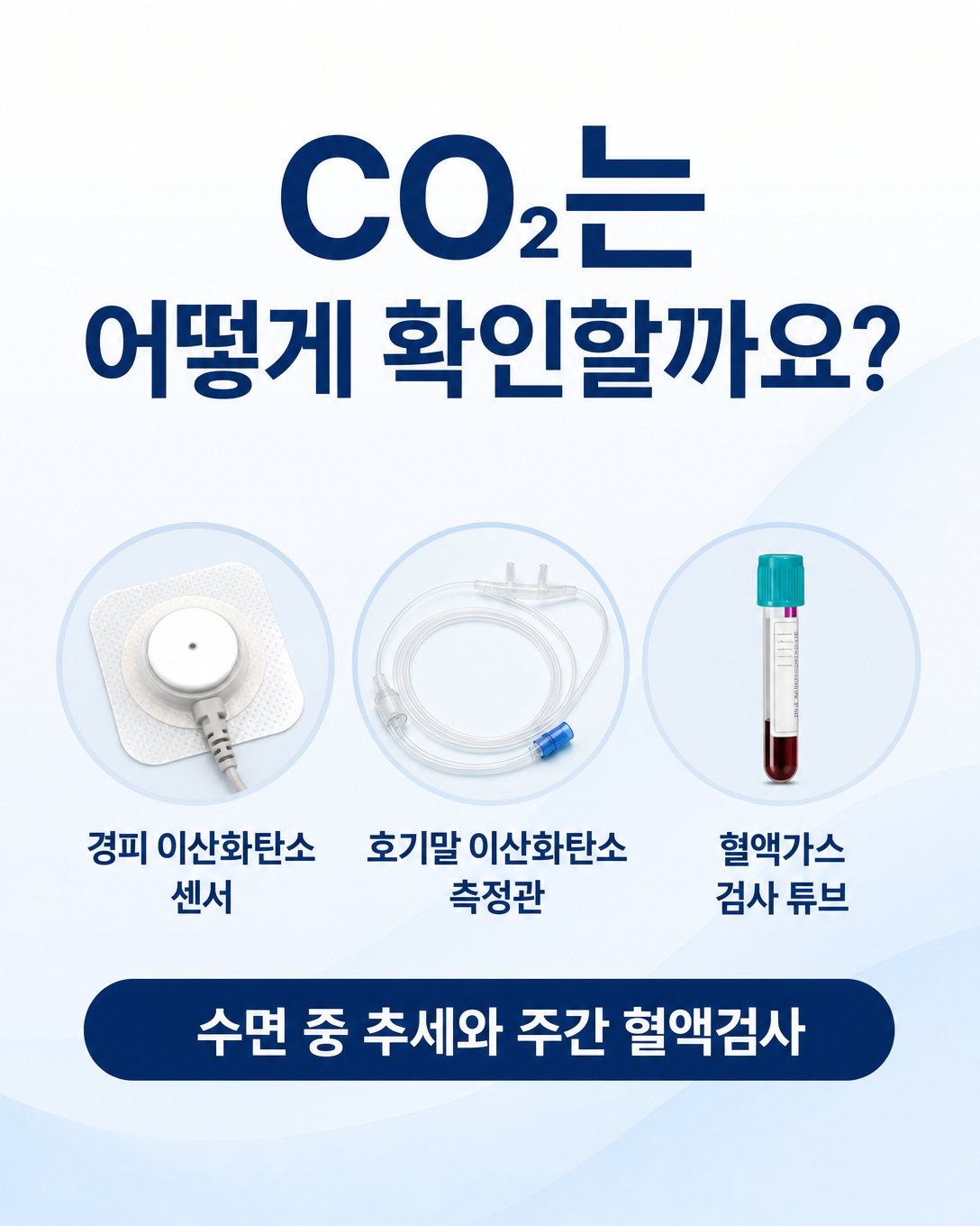 경피 이산화탄소, 호기말 이산화탄소 및 혈액가스검사의 측정 방법