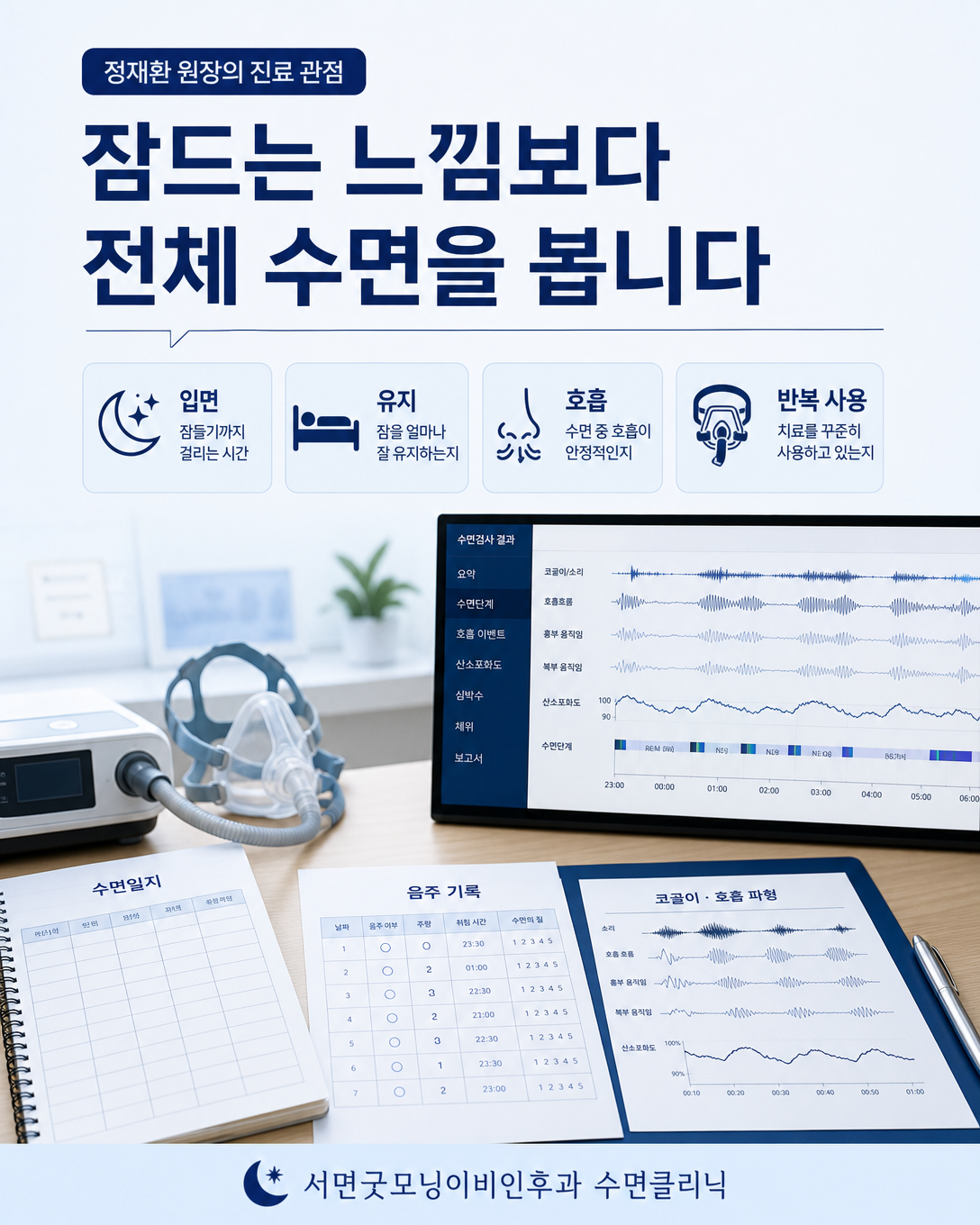 입면과 수면 유지, 호흡, 반복 음주를 함께 살피는 수면 진료 관점