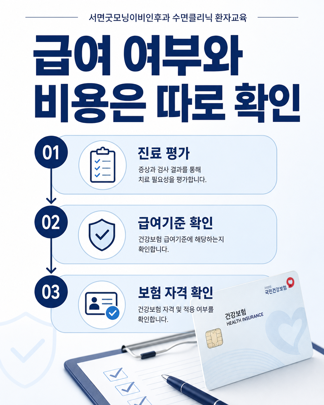 수면다원검사 진료 평가부터 건강보험 급여와 보험 자격을 확인하는 순서