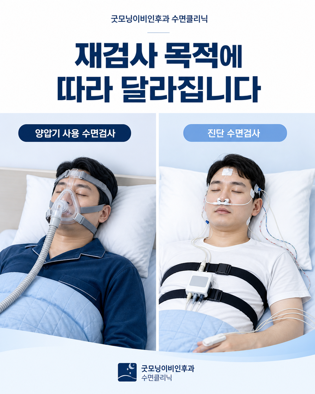 양압기를 착용하는 적정압력검사와 양압기 없이 진행하는 재평가의 차이