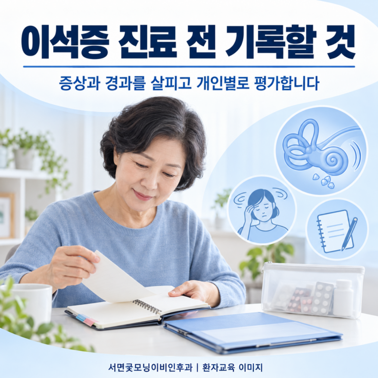 이석증 재진 전 증상과 이전 치료 기록은 어떻게 정리하나요?