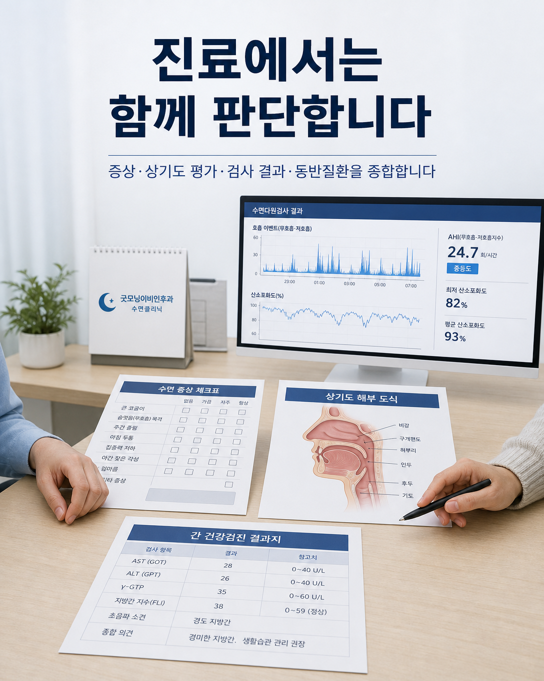 수면 증상, 상기도 상태, 수면다원검사 결과와 동반질환을 함께 판단하는 진료 관점