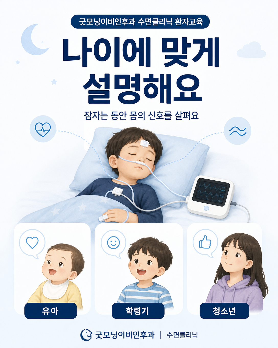 유아부터 청소년까지 연령에 맞는 수면다원검사 설명 방법