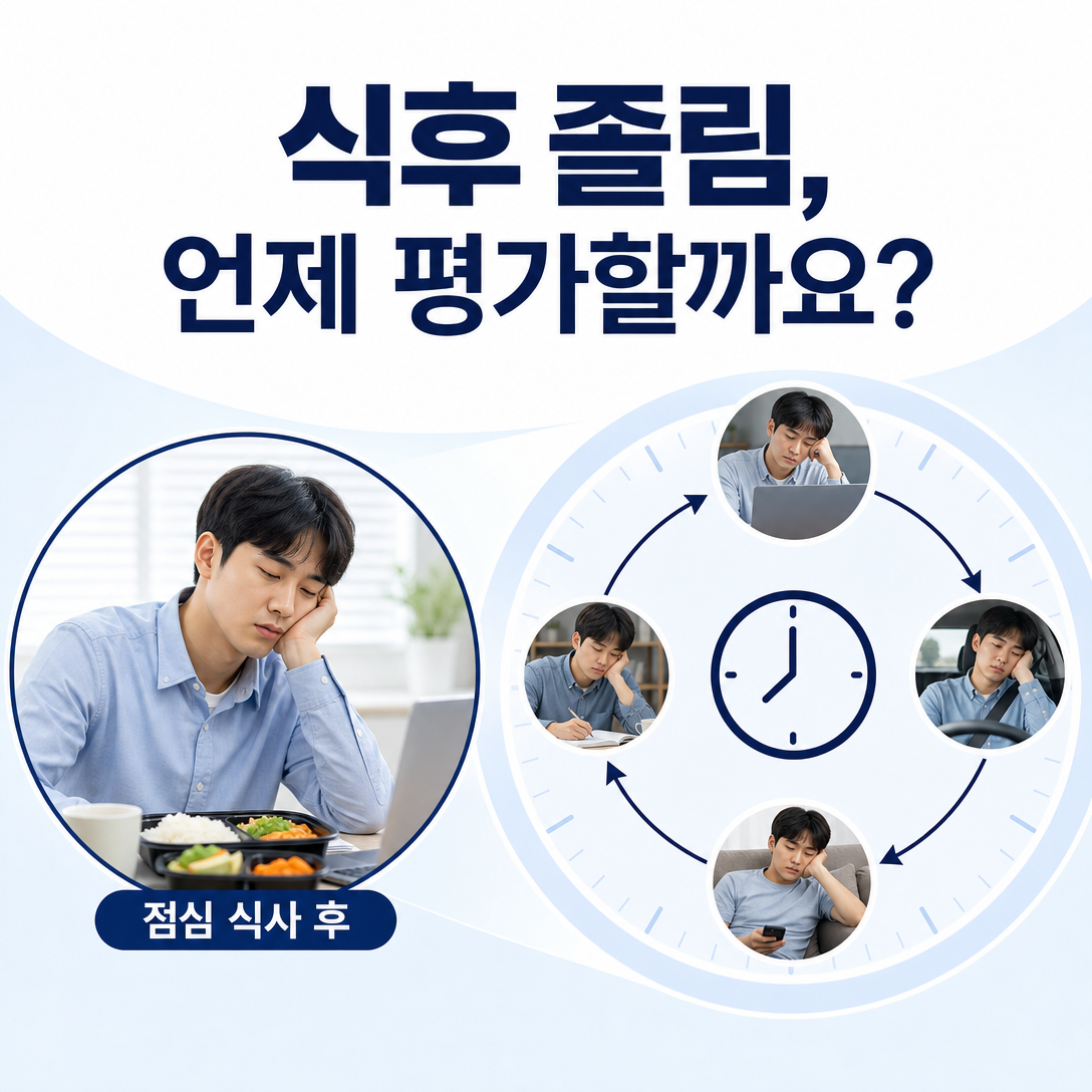 식사 후 잠깐 졸린 상태와 하루 종일 반복되는 졸림을 비교한 대표 이미지
