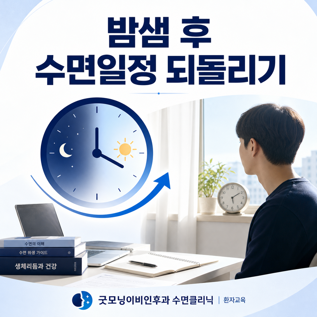 시험이나 업무로 밤을 새운 뒤 시계와 수면일정을 확인하는 성인