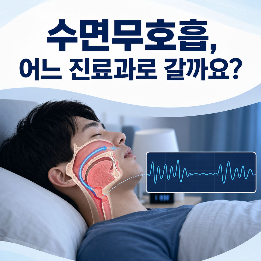 수면무호흡증이 의심될 때 어느 진료과에서 평가받을지 설명하는 대표 이미지