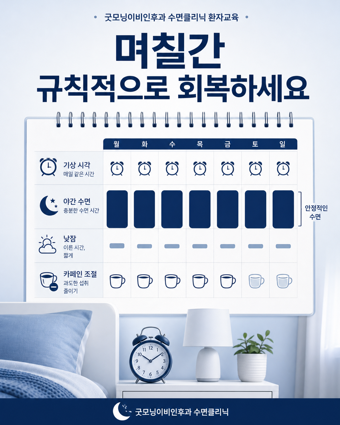 여러 날 충분한 수면과 일정한 기상 시각으로 누적 수면 부족을 회복하는 방법