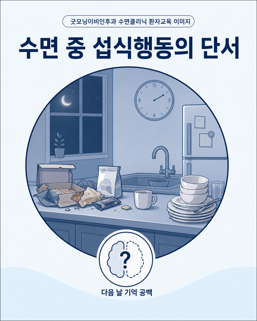 수면 중 섭식행동을 의심할 수 있는 음식 포장과 주방 흔적