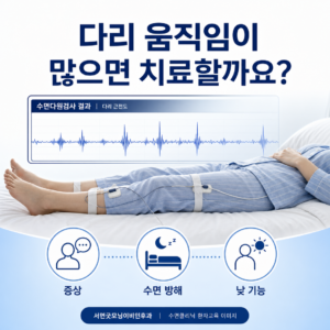 수면검사에서 다리 움직임이 많을 때 증상과 수면 방해를 함께 판단하는 대표 이미지