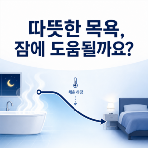 잠들기 전 따뜻한 목욕이나 샤워가 수면에 미치는 영향을 설명하는 대표 이미지